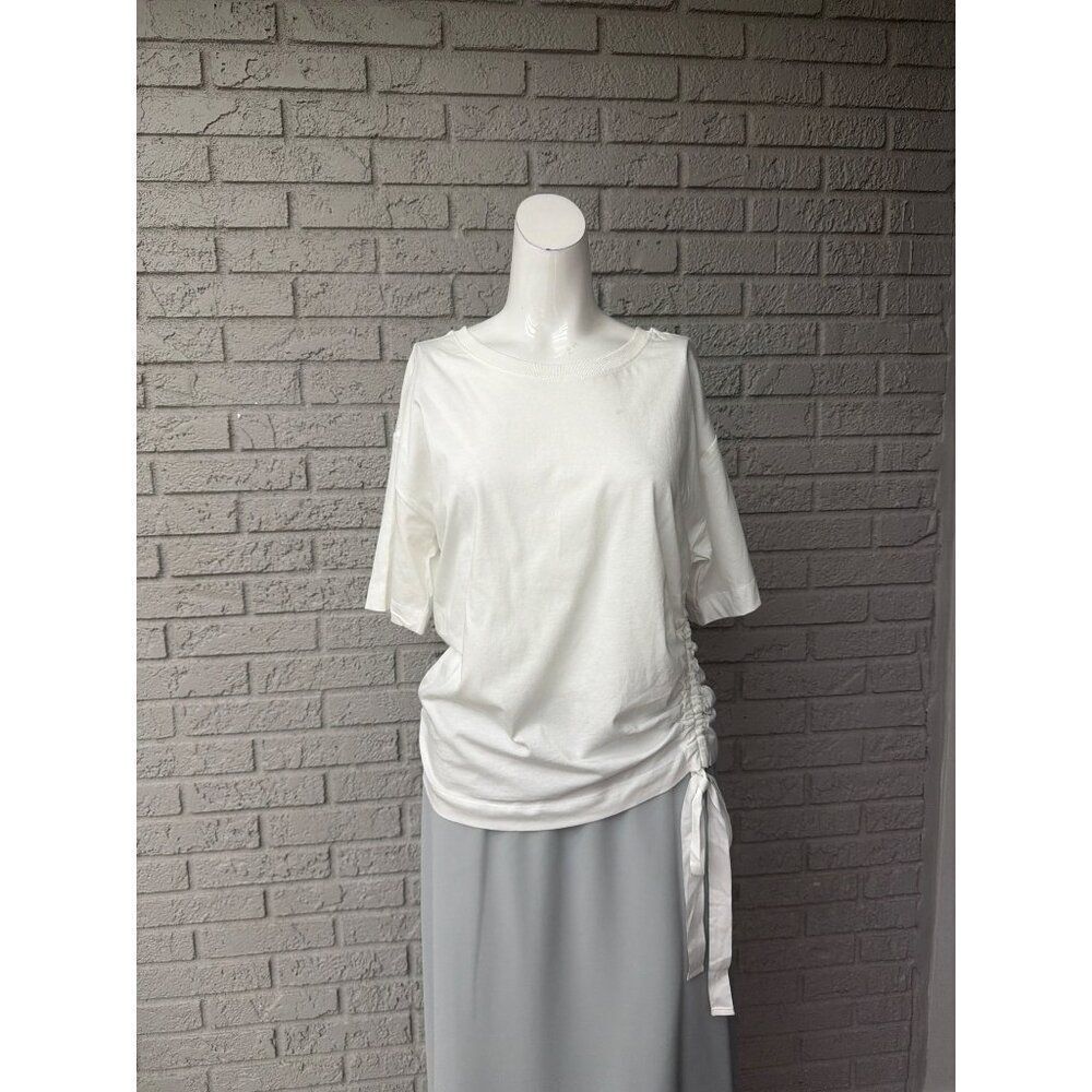 Loft Women’s White Side Ruched Drawstring Short Sleeve T-Shirt Size S